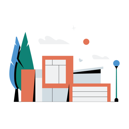 Flat Style Suburban House Illustration