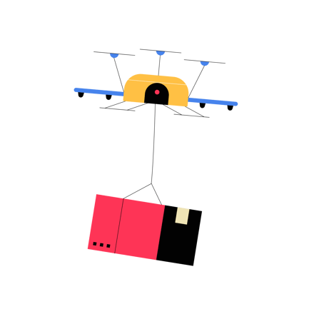Flat Illustration of a Delivery Drone