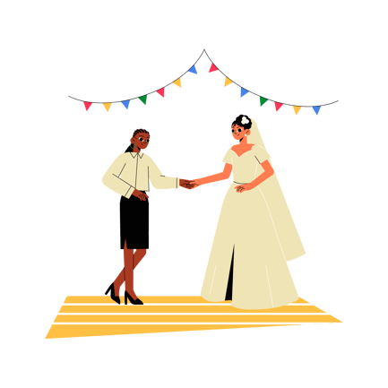 Lesbian Wedding Ceremony: Two Brides Holding Hands