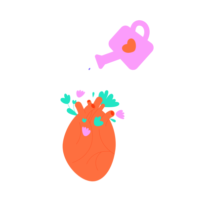 Heart Healing with Flowers and Watering Can