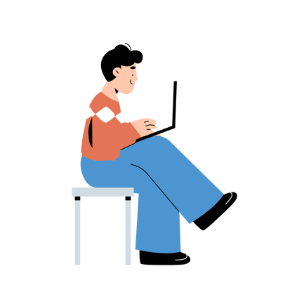 Character Sitting at Laptop