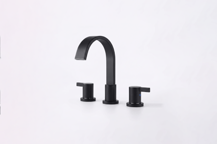 Preview: Modern Matte Black 3-Hole Bathroom Faucet 3D Model