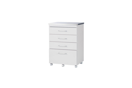 Preview: Modern White 4-Drawer Mobile Filing Cabinet