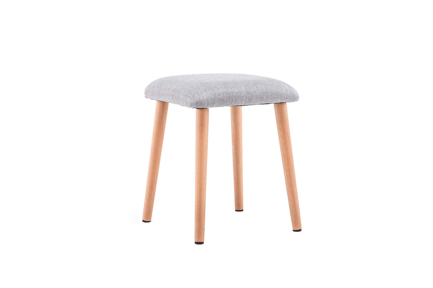 Preview: Modern Scandinavian Fabric Stool with Wooden Legs