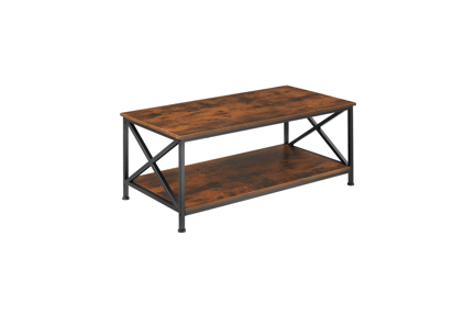 Preview: Industrial Rustic Coffee Table with Open Storage 3D Model