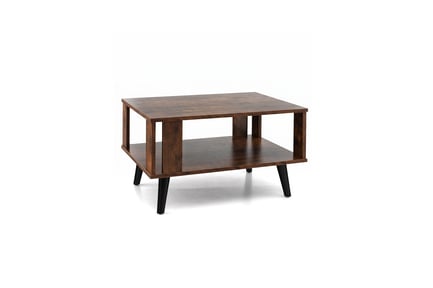 Preview: Mid-Century Rustic Coffee Table with Open Storage 3D Model