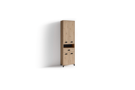 Preview: Tall Industrial Oak Storage Cabinet 3D Model