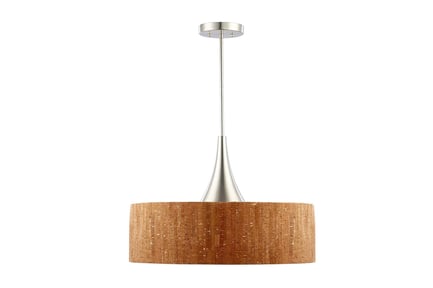 Preview: Modern Drum Pendant Light with Natural Cork Shade