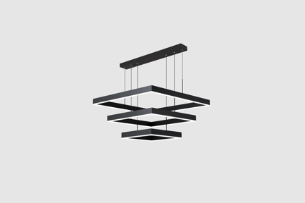 Preview: Modern 3-Tier Square LED Chandelier Pendant Light 3D Model