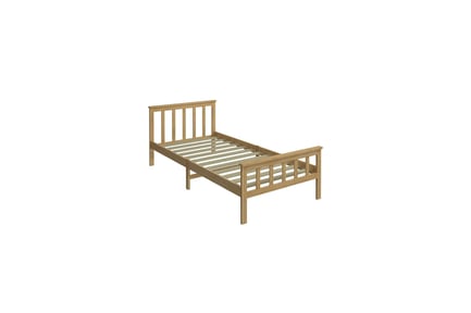 Preview: Wooden Platform Bed Frame with Mission Style Headboard 3D Model
