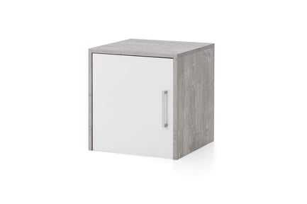 Preview: Modern Cube Side Cabinet with Grey Wood Finish