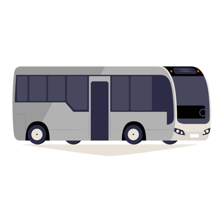 Solid Style Bus Illustration in Urban Setting