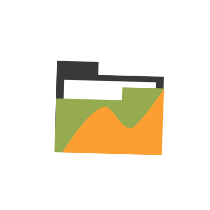 Animated File Folder Icon with Data Graph