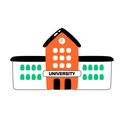 Cartoon University Building Illustration