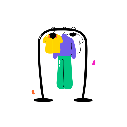 Cartoon Clothing Rack Illustration