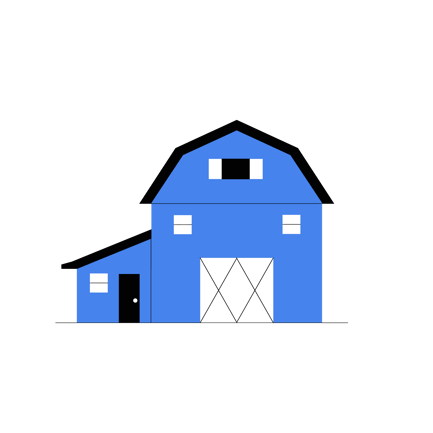 Animated Granary Barn with Opening and Closing Doors