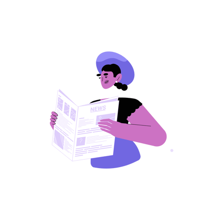 Woman Reading Newspaper Duotone Design Illustration