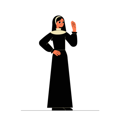 Flat Illustration of a Nun Character