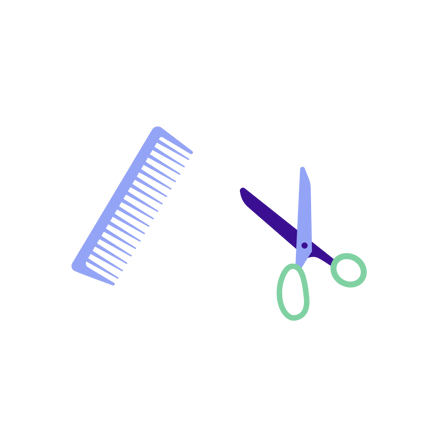 Geometric Comb and Scissors Illustration
