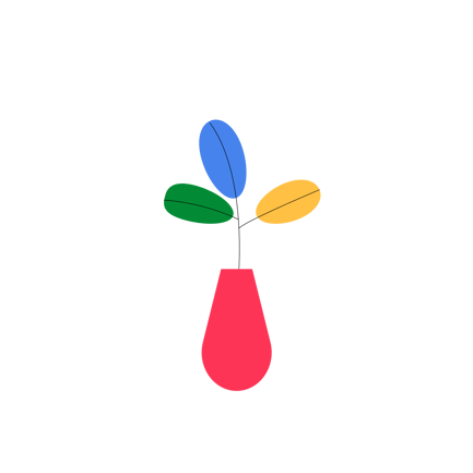 Abstract Vase Arrangement with Colorful Leaves Animation