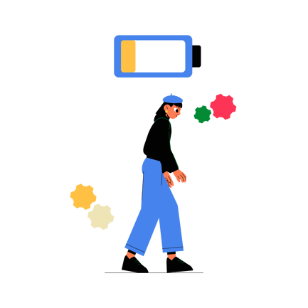 Businesswoman with Low Battery Power Animation