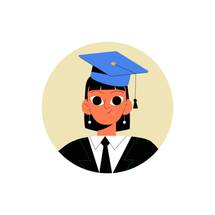 Female Student Graduation Avatar in Flat Style