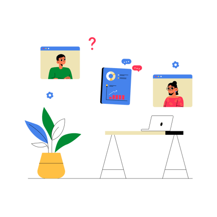 Remote Office Communication Flat Illustration