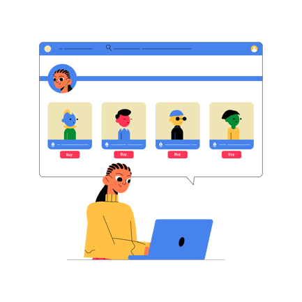 Woman Buying Nft on Marketplace Illustration