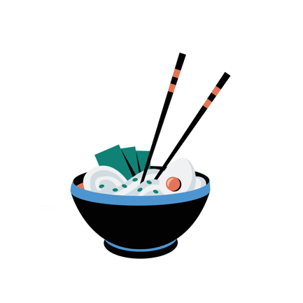 Animated Noodle Bowl with Chopsticks