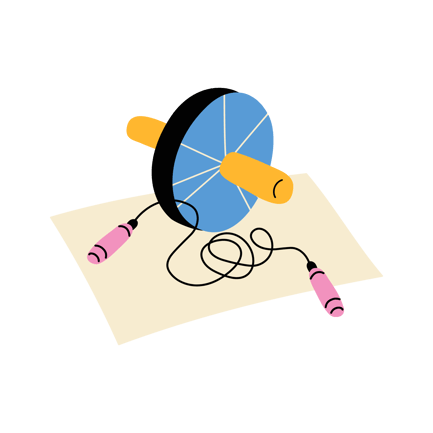 Jump Rope and Ab Roller for Fitness Animation