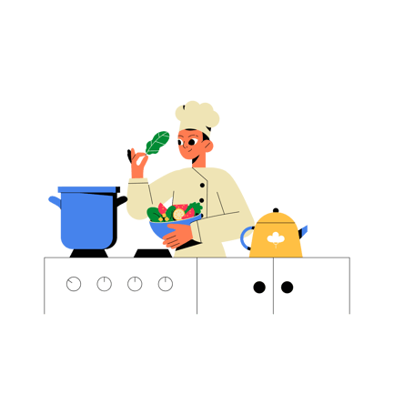 Chef Adding Greens to Salad Animation