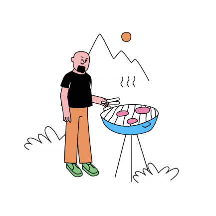 Grilling Meat Outdoors Animation