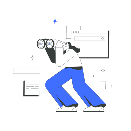 Woman Searching with Binoculars Illustration