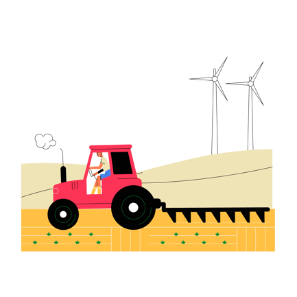 Farming Tractor Tilling Field Animation