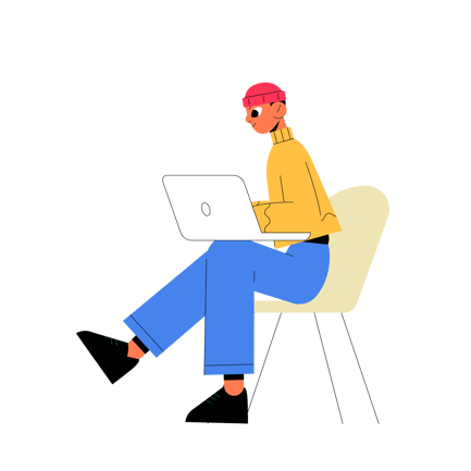 Animated Person Working on Laptop