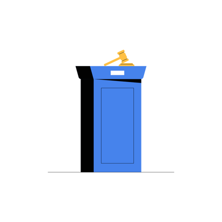Auction Podium with Gavel Flat Illustration