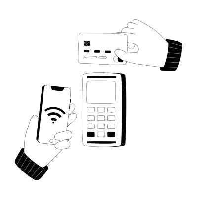 Contactless Payment with Card and Phone Line Art