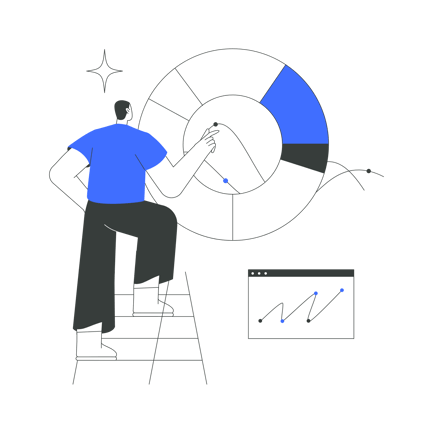 Man Analyzing Data on a Donut Chart Illustration