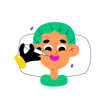 Cartoon Illustration of Lip Augmentation Procedure