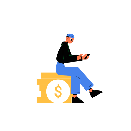 Sentados sobre pilas de dinero