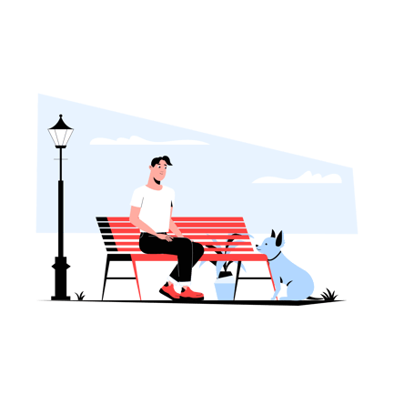 Man with His Dog in the Park Illustration