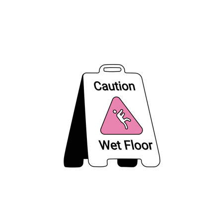 Cartoon Wet Floor Caution Sign Animation