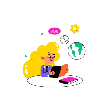 Cartoon Girl Studying with Educational Elements Animation