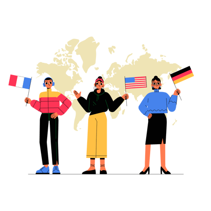 People with National Flags Illustration