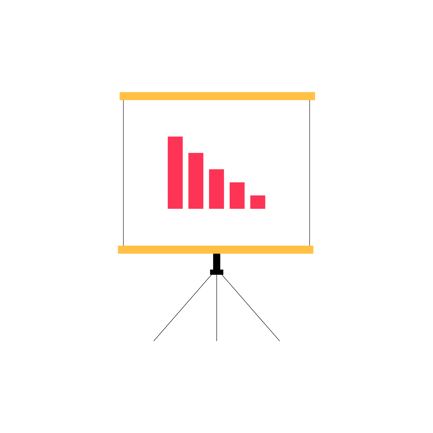 Animated Decline Bar Chart on Projector Screen