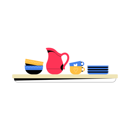 Flat Ceramic Dinnerware Illustration