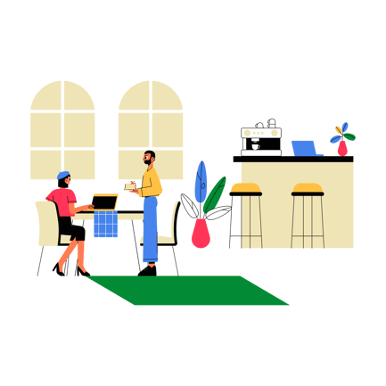 Freelancer Working in Cafe Illustration