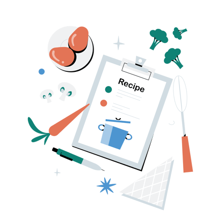 Cooking Recipe Illustration with Food and Recipe