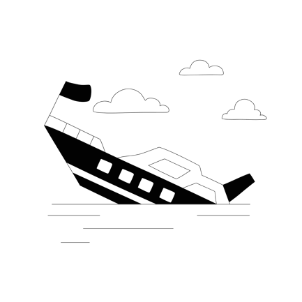 Illustration au trait d'un navire coulé