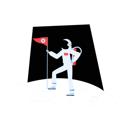 Astronaut with Bitcoin Flag in Space Duotone Style